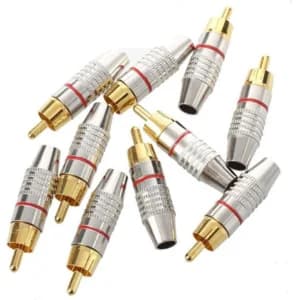 (BNC06) FICHE RCA MALE METAL POUR MICROPHONE AUDIO CAMERA/DVR COULEUR  GOLD