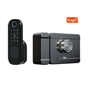(D545N2090)Serrure intelligente GRIS WIFI mince pour porte en profilé aluminium